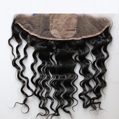 Peruvian 13x4 Lace Closure , Loose Wave Frontal Closure Natural #1b Color Bleached Knots