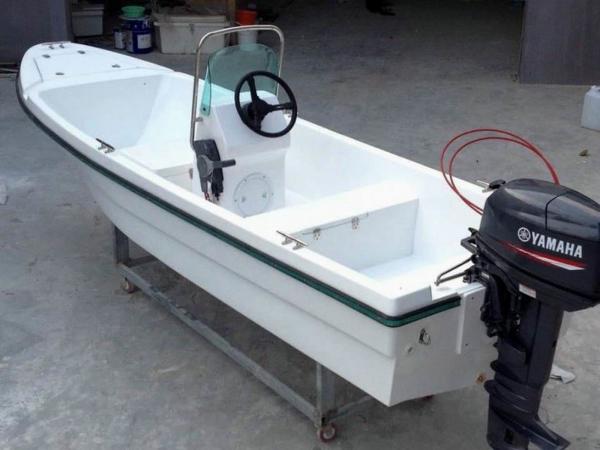 Folding Canopy Small Fiberglass Fishing Boats Four Line Switch 4.2m With Double Seats