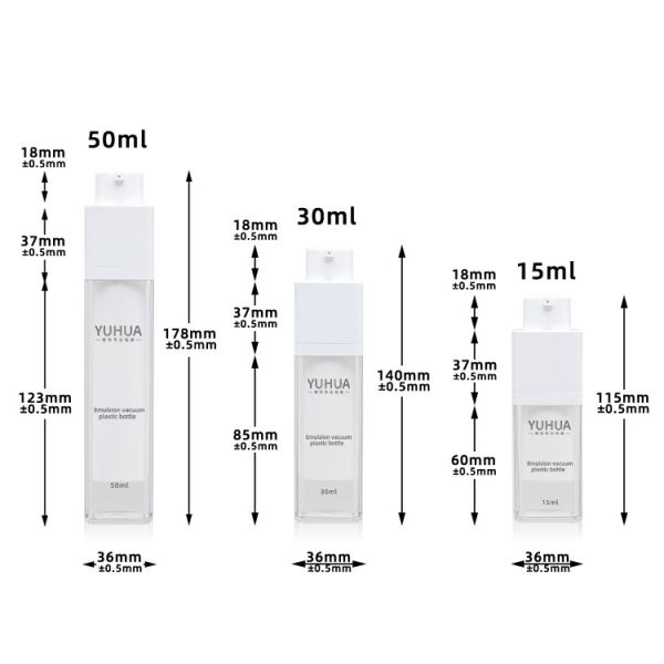 Transparent Square Shape Bottle Double Wall Bottle Airless Wholesale PET Plastic Bottle 15ml 30ml 50ml