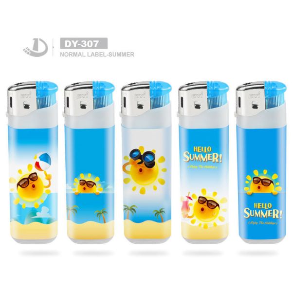 Customization DY-307 Electronic Plastic Lighter Plastic Electronic Gas Lighter