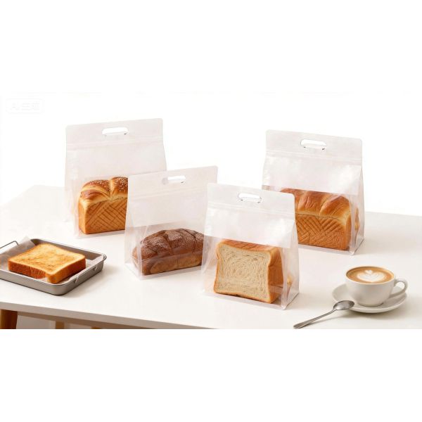 Custom  Ziplock Plastic Bread Bag Handle For Food Packaging
