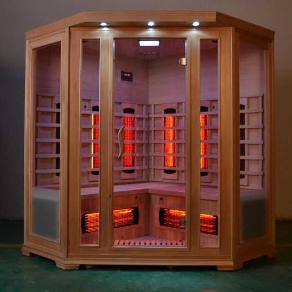 Canadian Hemlock Living Room Corner Infrared Sauna Room 3 ~ 4 Person Use
