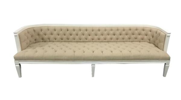 Nature Oak Wood Chesterfield Corner Sofa , Chesterfield Couch White Finish Frame