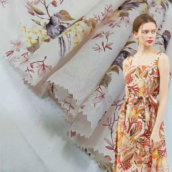 100-120gsm material de seda chiffon de seda floral animal da mistura do algodão das telas 70% 30%