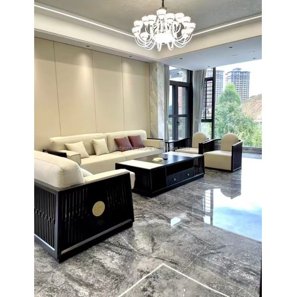 Italian Natural Stone Silver Fir Black Grey Look Marble Textured Slab for Home Wall Panel