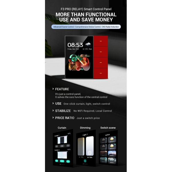 SIXWGH Smart Life Smart Touch Wall Switch 4 Gang WiFi Zigbee Panel Radar Sensor Colorful Customized Luxury Home Hotel Office