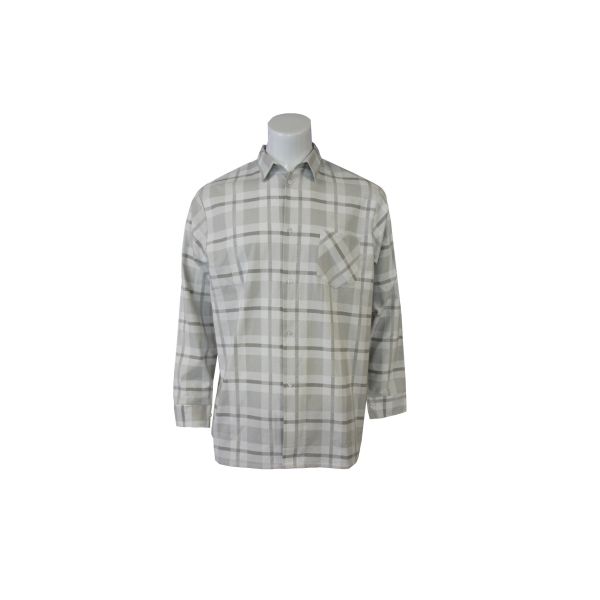 180G 100% Cotton Flannel Checked Shirt Off White & Gray Color
