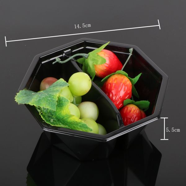 Black Octagon 14.5*14.5*5.5cm Disposable Fruit Tray