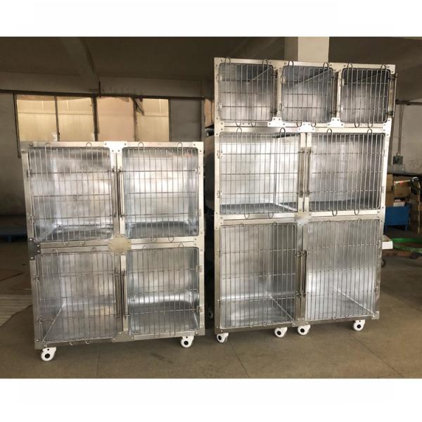 Sturdy Custom Metal Products / Stainless Steel Dog Cage With 4 Caster Wheels