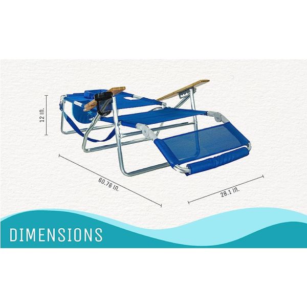 Folding Outdoor Chaise Lounge Chair, 5-Position Adjustable Beach, Sunbathing, Patio, Pool, Lawn, Lay Flat Portable