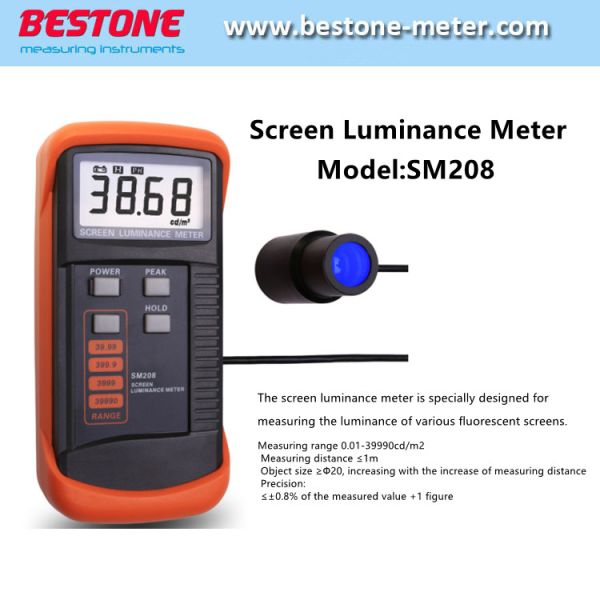 SM208 Screen Brightness Meter 0.01-39990CD/M2 Range With Silicon Photocell Detector
