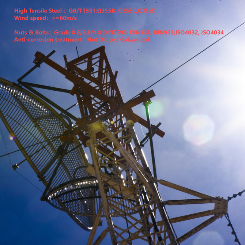 38 46 52M Wind Load Optimized Guyed Wire Tower For Seismic Monitoring Station Use