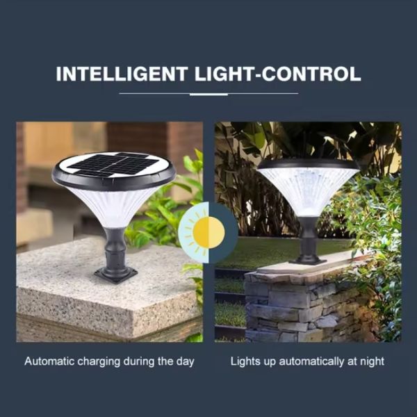 LED Solar Pillar Light With High-Efficiency Solar Panel 2000mAh Battery For Poolside Fence Pillars