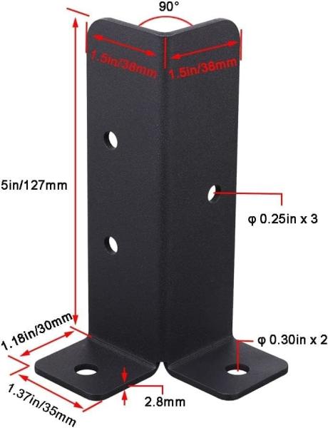 Wood Fence Pergola Post Base Brackets Adjustable Fit 1.5x1.5 2x2 2x4 4x4 Post