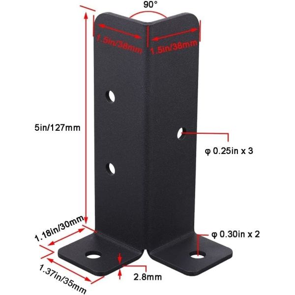 Wood Fence Pergola Post Base Brackets Adjustable Fit 1.5x1.5 2x2 2x4 4x4 Post