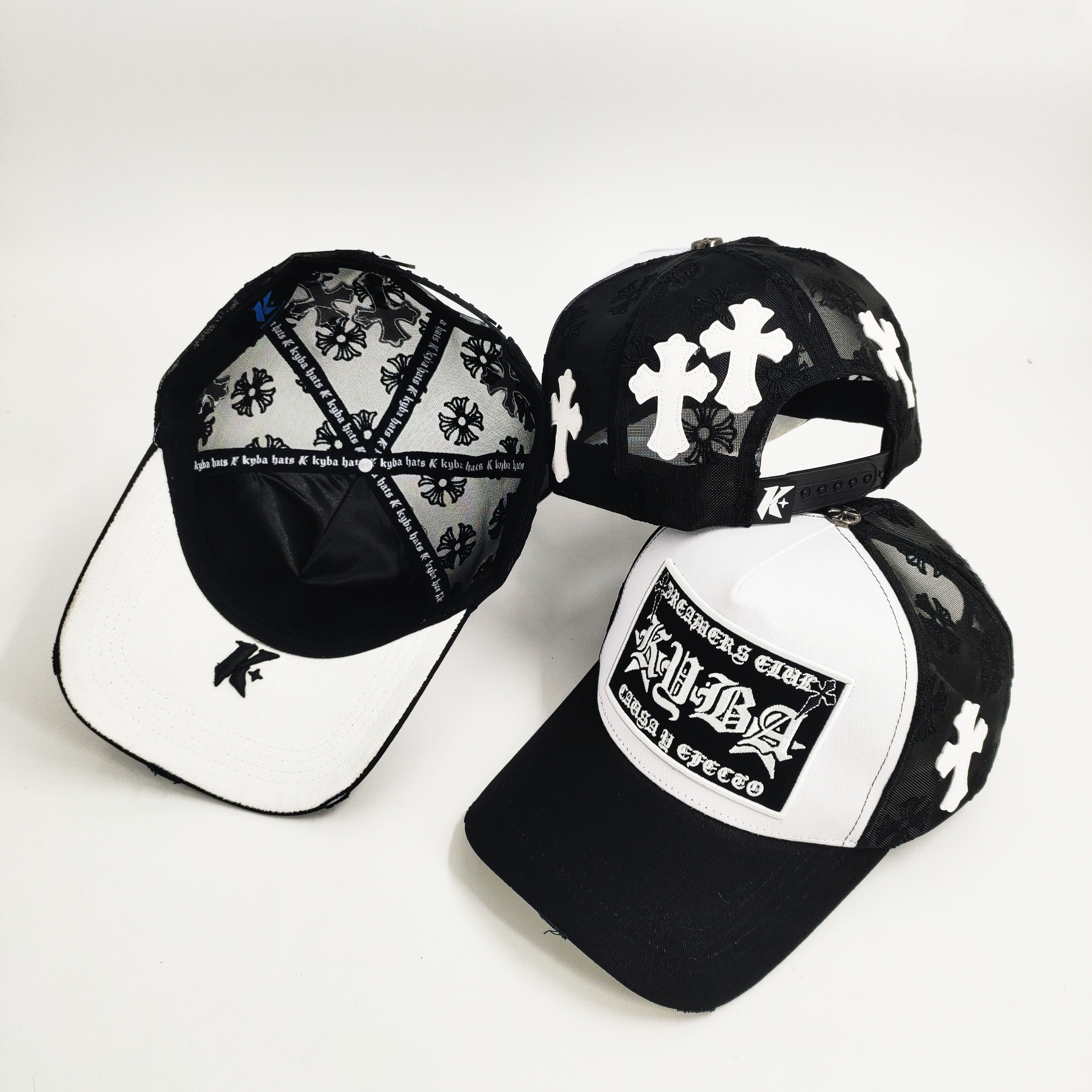 Embroidered Patch Flowers Custom Embroidery Trucker Hats Mesh Cotton PU Leather Stitching All Around Patch