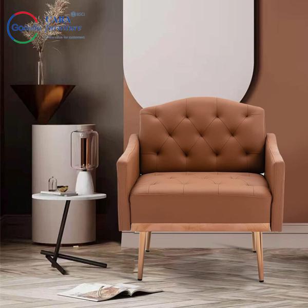 Fabric Metal Leg Armchair Italian Sofa Leisure Chair For Living Room At Mail Packing N
