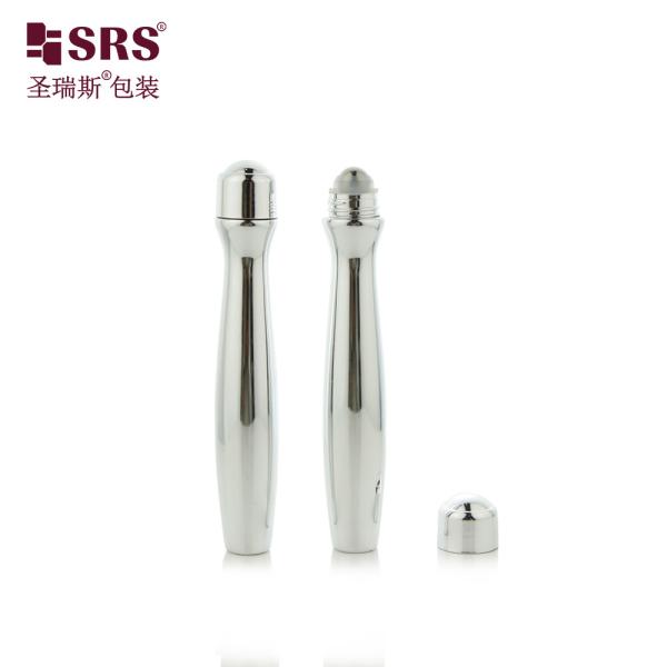 SRS8447-15ML Ruloir en plastique PETG métallisé brillant sur bouteille pour massages de gel pour les yeux Emballage cosmétique