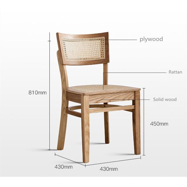 Rustic Hand Cane Woven Chair Frame Solid Wood Chair Rattan Chair for Dining Room and Restaurant