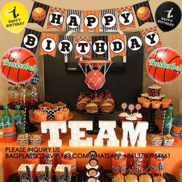 Wholesale Birthday Basketball Theme Party Supplies 9 Inch Plate 10 People Set Party Decoration
