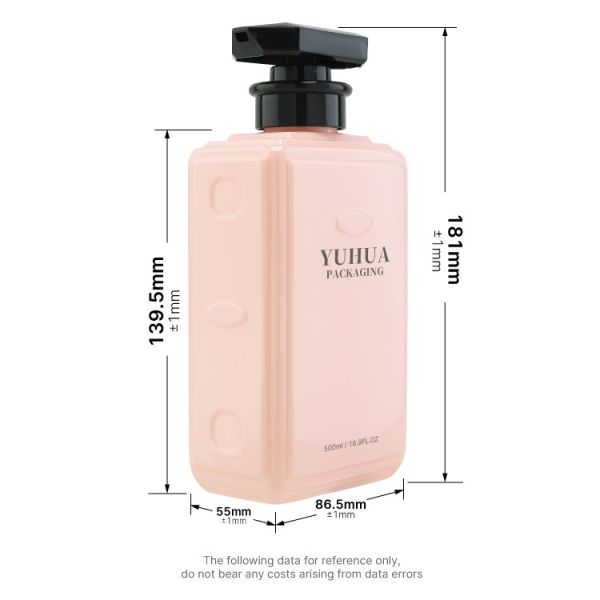 Квадратная бутылка шампуня ухода за волосами 500ml пластиковая с бутылкой насоса лосьона косметической пластиковой