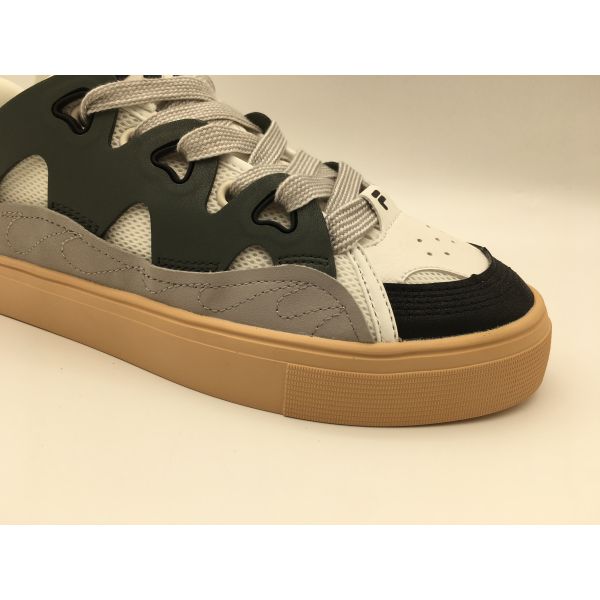 Grey Womens Genuine Leather Shoes ODM OEM Ladies Flat Slip On Shoes