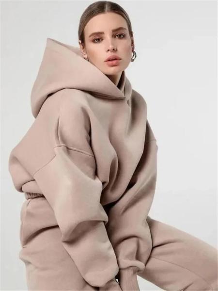                  Drawstring Pants Two Piece Sets Women Tracksuit Jogging Suits Women Sweatpants and Hoodie Set             