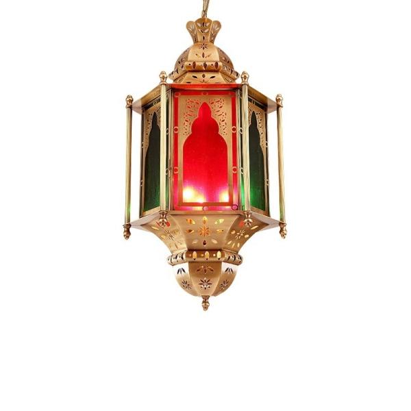 Home Stained Vintage Copper Chandelier With Hollow Art 80lm Lamp Luminous Flux