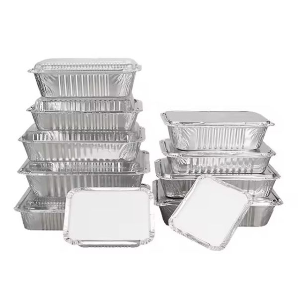 Disposable Aluminum Foil Container 450ml 800ml Oven Microwave Safe Leak Proof Tray with Plastic Lid