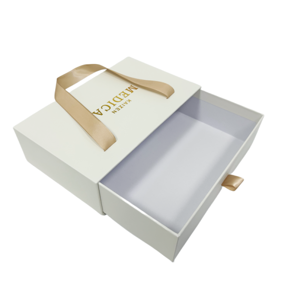 Custom Logo Rigid Cardboard Hair Wigs Packaging Drawer Sliding Paper Gift Boxes With Ribbon Handle