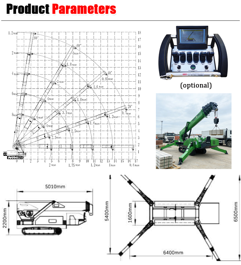 HTSC800 Dual Power Crawler Spider Crane Hexagonal Fully Automatic