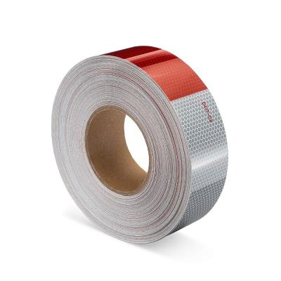 Alta visibilidade fita refletiva DOT vermelho branco para caminhões estrutura de contas de vidro