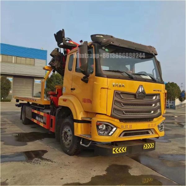 Sinotruk 4*2 Tow Truck Platform   With  Fold Boom Crane  Folding Arm Crane Truck Mounted