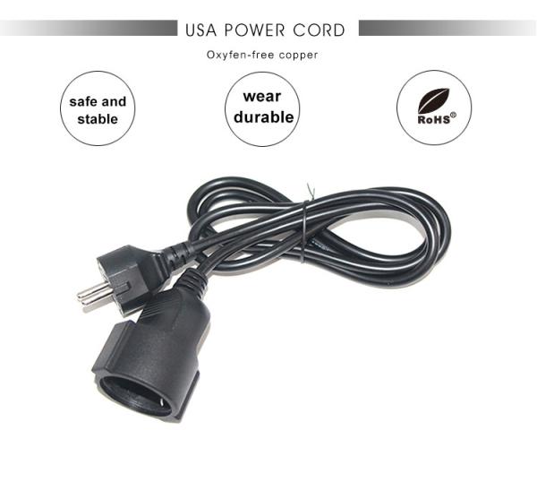 Schuko EU Plug Extension Cable 0.3M H05VV-F 3x0.75mm2 CE VDE