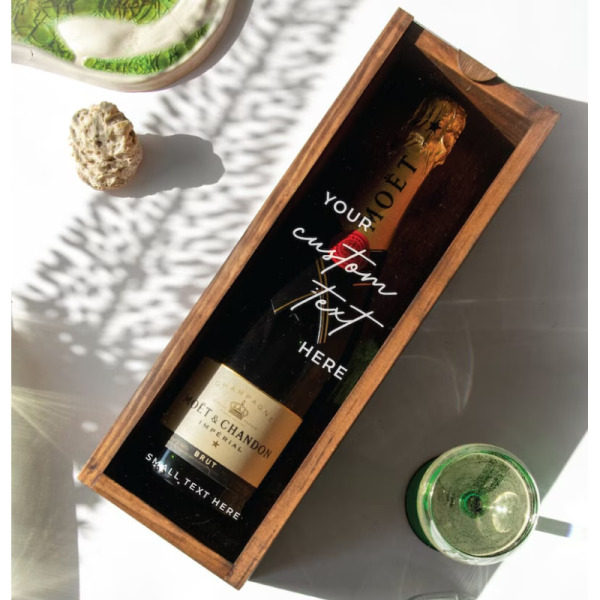 Rectangle Wooden Wine Box Engraved Personalized Bottle Box Unique Birthday Gift Idea