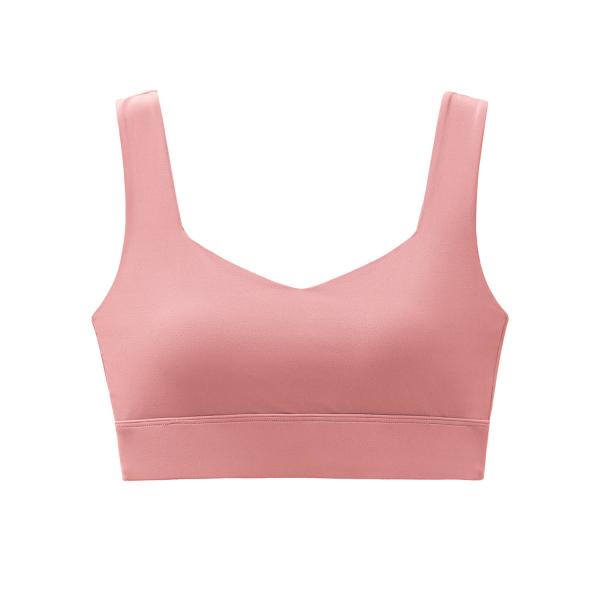 As mulheres de nylon do roupa interior macio cor-de-rosa dos esportes iluminam o sutiã da ioga da aptidão