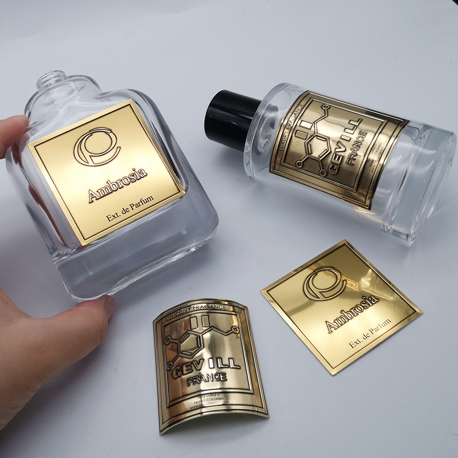 Perfume Metal Custom Gold Private Label Brand Aluminum Metal Logo Sticker