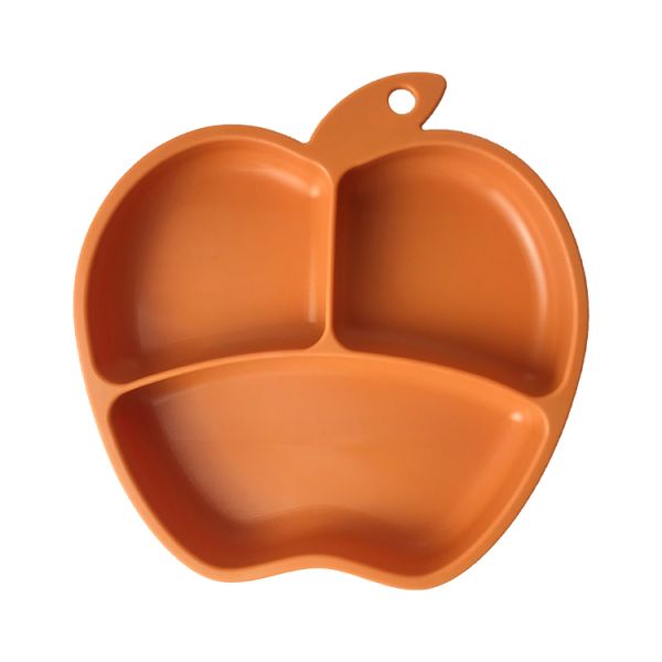 Apple Shape Silicone Baby Tray Custom Suction Feeding Plate Set