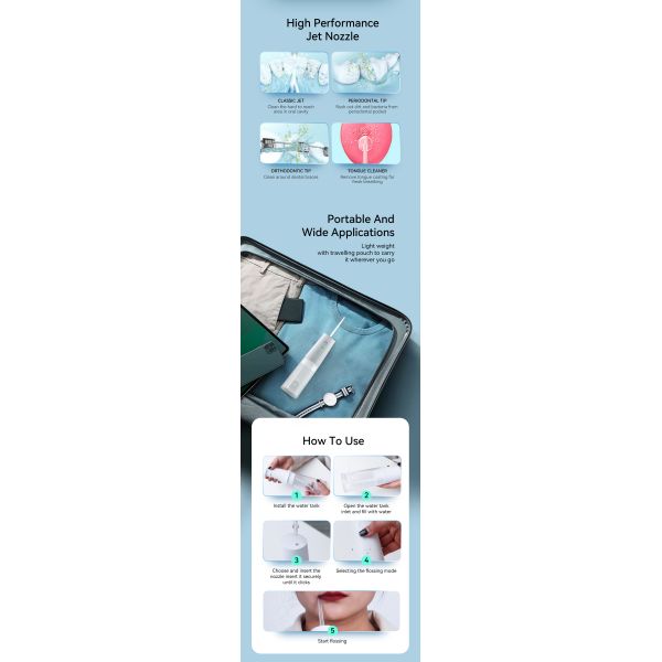 Забота Flosser 300ml воды перемещения портативная бесшнуровая профессиональная зубоврачебная
