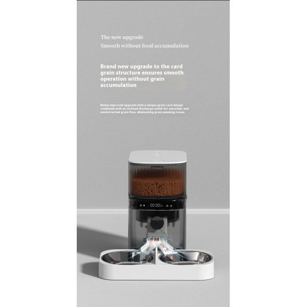 Modern 5L Automatic Pet Feeder Double Bowl Large Capacity Cat Dog Feeder Remote Video Timing Charging Solid Style Battery