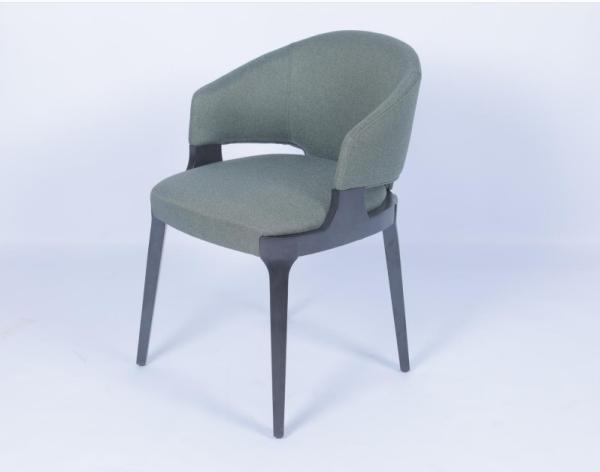 Velvet Wood Modern Dining Arm Chairs Customized Fabric Wood Frame