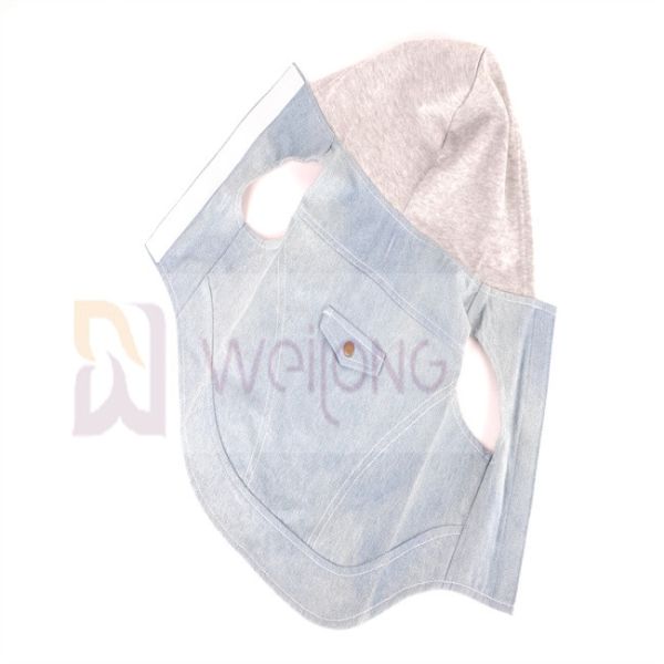 Cotton Denim Puppy Hoodie Blue Vintage Washed Clothes XS-XL