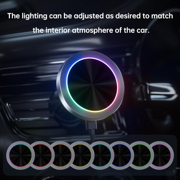 Wireless Iphone Car Charger Aluminium Alloy Stable Magsafe Car Charger Mount