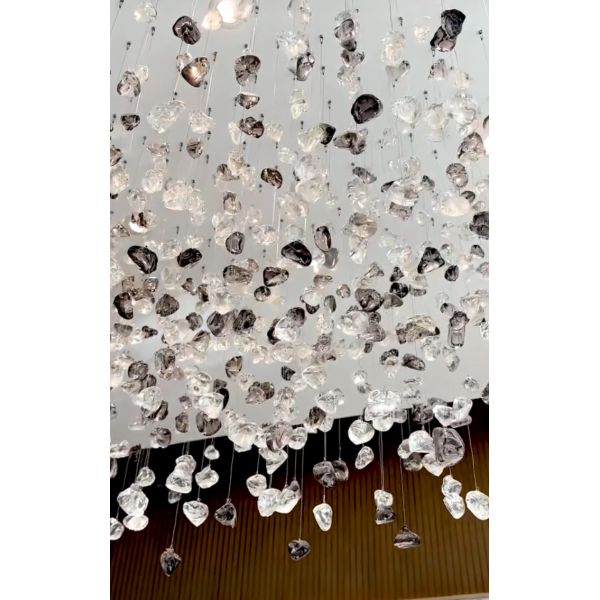 Nordic Style Modern Indoor Decoration Light Villa Mall Staircase Handmade Art Glass Chandelier Customize