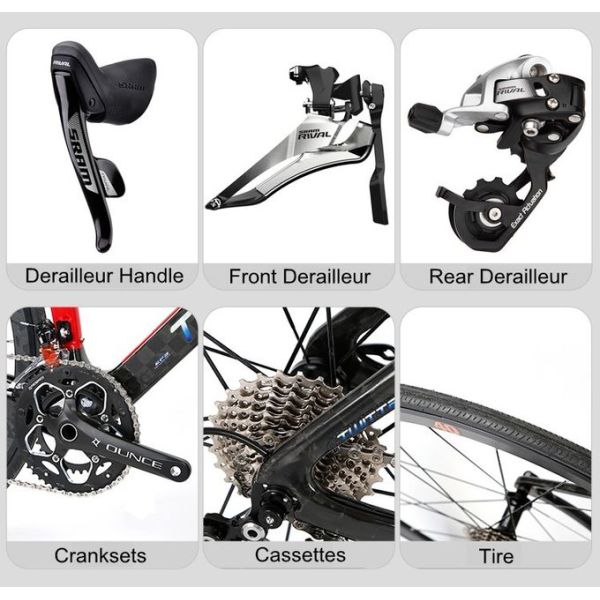 700C Road Bike Carbon Fiber Frame SRAM RIVAL 22 Speed  Aero Racing Design