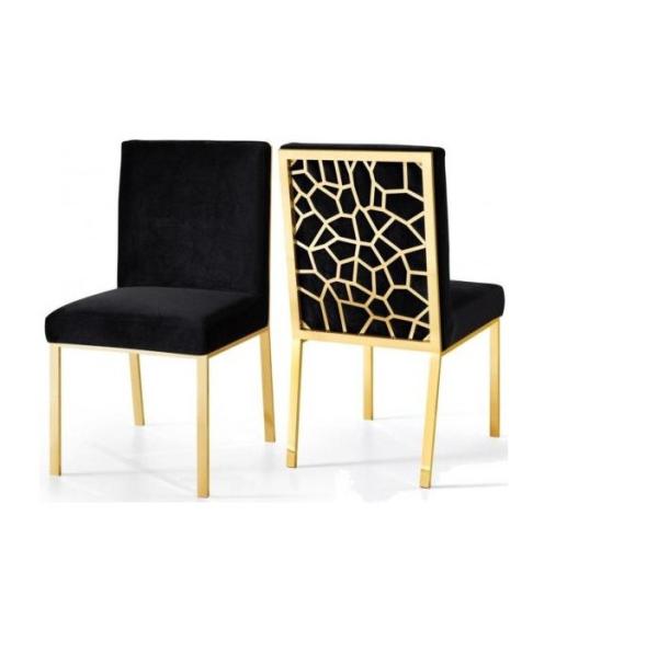 Leisure Golden Stainless Steel Velvet covered Dining Chair upholstered