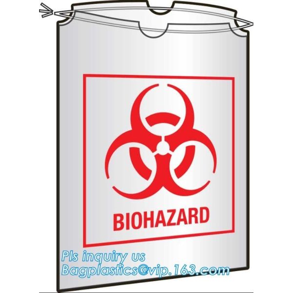 Large Drawstring Biohazardous Waste Bags, Nice printing red incinerate waste bag, Biohazard Bags Medical Waste Bags with