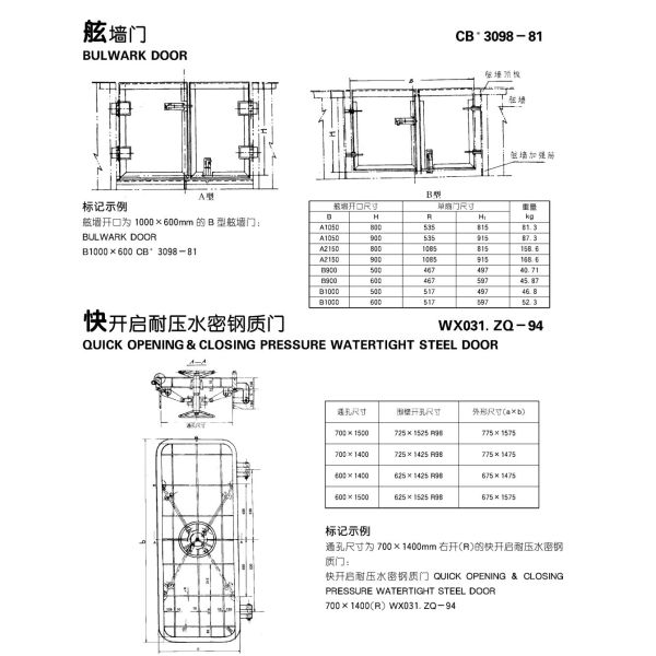 Fire - Proof Steel Marine Watertight Doors For Ship With Singlle Handle
