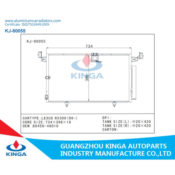 Aluminum Toyota AC Condenser Of LEXUS RX300(98-) OEM 88450-48010