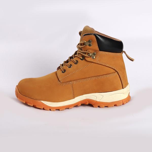 Anti Slip Nylon Fabric Gusset Genuine Leather Upper Shoes For Long Lasting Durability